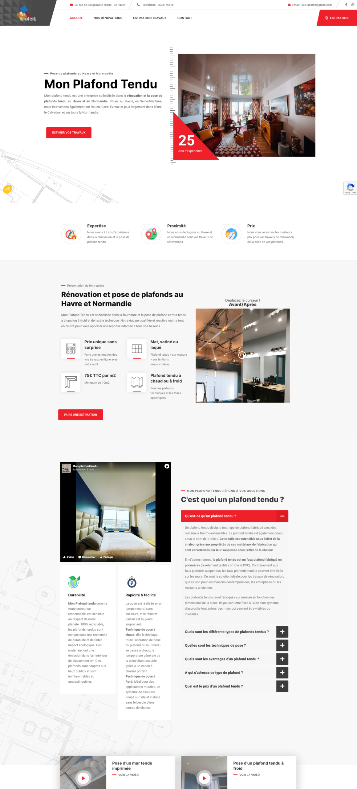 Visuel site Mon Plafond Tendu - Agence Web Design Le Havre